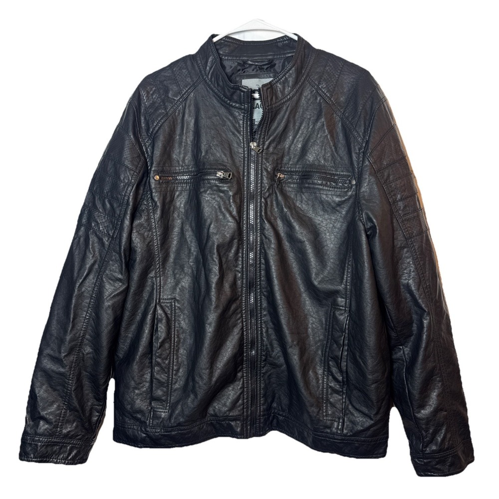 Black Faux Leather Jacket "BLACK" Brand – Size Large – Vegan / PVC Jacket
